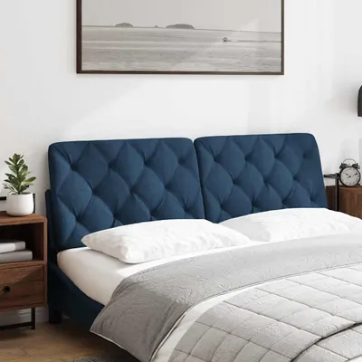 Image de vidaXL Coussin de tête de lit bleu 160 cm Tissu