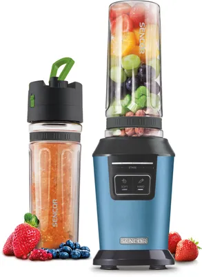 Obrázek produktu pro SENCOR SBL 7172BL Automatický mixér na Smoothie, láhve vyrobené z nárazově odolného TRITANU bez obsahu BPA (PCTG), pulzní spínač pro účinné mísení, příkon 800 W