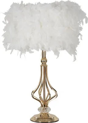 Zdjęcie produktu dla o Ferretti Lampa Stołowa Tarty E27 25x54 cm Biało-Złota