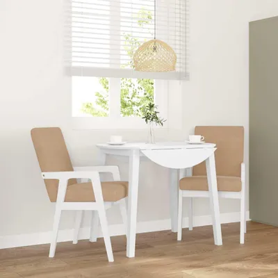 Produktbild von Möbel Esszimmerstühle mit Kissen 2 Stk. Weiß Massivholz Gummibaum - Esszimmerstühle CC4485