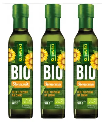 Produktbild von Kujawski Sonnenblumenöl kaltgepresst 3x 250ml - 100% ökologisch Öl nativ
