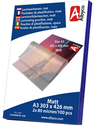 Produktbild von 100x Albyco matte Laminiertaschen - A3, 303x426mm - St. 2x80 (160) μm