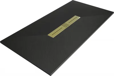 Produktbild von Mexen Toro rechteckige Duschwanne SMC 170 x 70 cm, schwarz, Abdeckung gold - 43707017-G