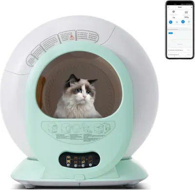Immagine prodotto di Lettiera per gatti AIORBER 65L, elimina gli odori, sensore a infrarossi, controllo APP, pulizia automatica, adatta per gatti da 1 a 8 kg, verde