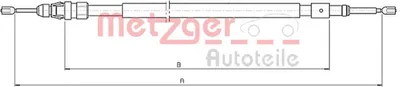 Produktbild von METZGER Handbremsseil Seilzug Feststellbremse für CITROËN C2 Schrägheck (JM) Hinten Links Hinten Rechts Links 10.4523