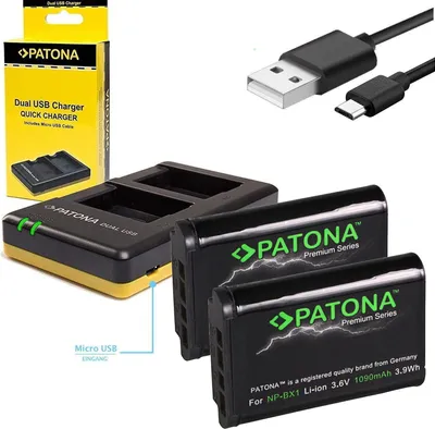 Image de Double chargeur de batterie Sony NP-BX1 USB+2x 1090 mAh