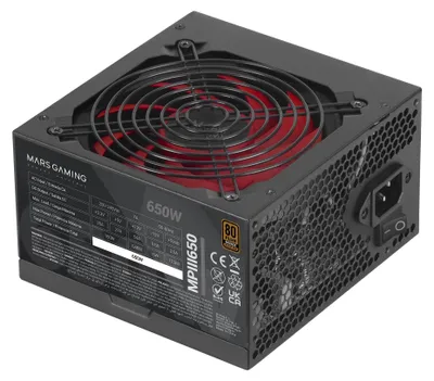 Productafbeelding van Mars Gaming MPIII650, 650 W, 200 - 240 V, 50/60 Hz, 7 A, Actief, 180 W