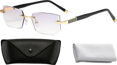 Produktbild von Blaulichtfilterbrille, Randloser Rahmen, Klare Gläser, Lesebrille, Intelligenter Zoom, Blendschutzbrille für Damen und Herren