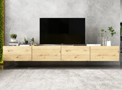 Produktbild von 2 Stk Hängende TV-Schrank 2 x Enjoy TV Loft Style Hängeschränke Hängend Modern Lindner Möbel 240cm x 30cm x 35cm Farbe: Eiche artisan matt