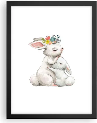 Produktbild von Gerahmtes Poster - Schwarzer Rahmen - Kaninchen Hase Kinder - 30x40 cm - Wand Bild - Wanddeko - Wandbilder - Kunstposter - Wandposter - Bilderrahmen - Bilder - Kunstdruck - P2BPA30x40-4725