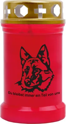 Produktbild von Grabkerze Rot, Brenndauer: 40 Stunden, Motiv: Schäferhund
