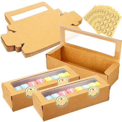 Zdjęcie produktu dla Solidchoice - 50 sztuk makaroników w opakowaniu z okienkiem, idealne do deserów i słodkości