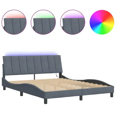 Produktbild von Bettgestell mit LED ohne Matratze "Hanko" Dunkelgrau 160x200 cm Samt