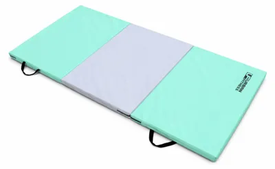 Imagen del producto de Colchoneta plegable para gimnasia y fitness, color verde menta/gris, dimensiones: 185 cm x 95 cm x 5 cm