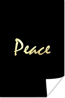Produktbild von MuchoWow® Poster Zitat - Frieden - Gold - Schwarz 120x180 cm - Kunstposter
