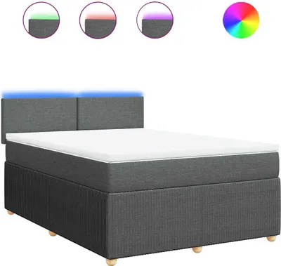 Productafbeelding van vidaXL Boxspringbed met matras, donkergrijs, 140x200 cm, gestoffeerd