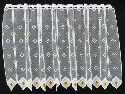 Produktbild von Gardinen Kranzusch Scheibengardine Quadrate 60x92 cm H/B weiß gelb grün Bistrogardine Vorhang Küche 1er Pack