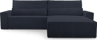 Produktbild von MOEBLO Ecksofa DENVER L – Ottomane beidseitig montierbar, Ecksofa aus Cord, Couch für Wohnzimmer, Schlafsofa Sofagarnitur Sofa Eckcouch L-Form Cordstoff mit Bettkasten und Schlaffunktion - Poso 135 Schwarz