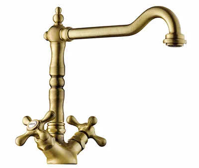 Immagine prodotto di Miscelatore a due maniglie NABER PASSATO 1 ALTMESSING con bocca girevole / Miscelatore da cucina