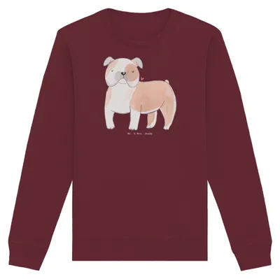 Produktbild von Mr. & Mrs. Panda Bio Baumwoll Pullover Englische Bulldogge Moment Größe XS - Burgundy - Geschenk, Sweatshirt, Pulli, Sweater