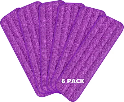 Imagen del producto de Almohadillas de repuesto para mopa de microfibra, 6 unidades, 39 x 13 cm, lavables, para la limpieza de suelos