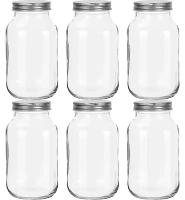 Image de Bocaux en verre de 1 litre, lot de 6, avec couvercles hermétiques, pour la cuisine