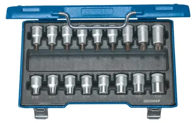 Immagine prodotto di Set di chiavi a bussola da 1/2", 17 pezzi, T20-60E10-24 Gedore | 4010886612958
