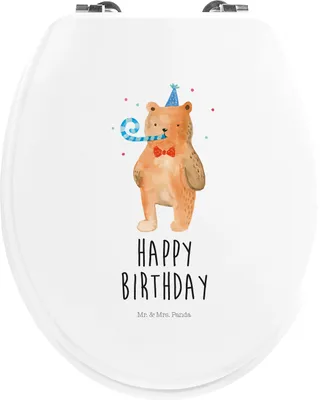 Produktbild von Mr. & Mrs. Panda Klobrille Bär Geburtstag - Weiß - Geschenk, Happy Birthday, Teddy, WC Brille, Alles Gute, Sitz, Glückwunsch, Klo-Deckel, Klodeckel, klo deckel