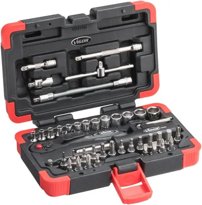 Immagine prodotto di VIGOR 1/2' SUPER FLAT PLUG SET 24 PEZZI, lunghezza:nv, versione:46 pezzi, attacco:quadro cavo 6,3 mm (1/4 di pollice)