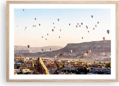 Produktbild von Gerahmtes Poster - Rahmen in heller Eiche - Berge Ballon Flug - 70x50 cm - Wand Bild - Wanddeko - Wandbilder - Wandposter - Bilderrahmen - Bilder - Kunstdruck - Wandbild - P2NAA70x50-3997