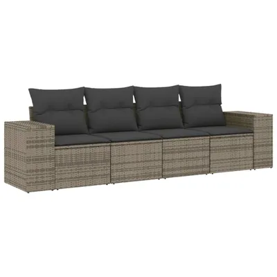 Produktbild von vidaXL 4-tlg. Garten-Sofagarnitur mit Kissen Grau Poly Rattan