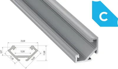 Produktbild von LED Aluminium Eckprofil PD-C 1 Meter Aluprofil Leiste Silber eloxiert für 12mm LED Streifen milchige Abdeckung inkl. Endkappen