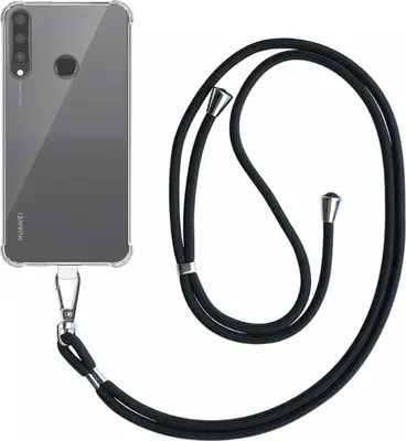 Immagine prodotto di Smartphonica Custodia per telefono adatta a Huawei Y6P trasparente antiurto con cordino universale staccabile - Custodia Backcover in silicone antiurto con cordino