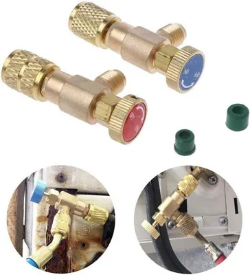 Image de Raccord rapide pour fluide frigorigène - 2 adaptateurs pour climatisation, compatibles R410A et R22