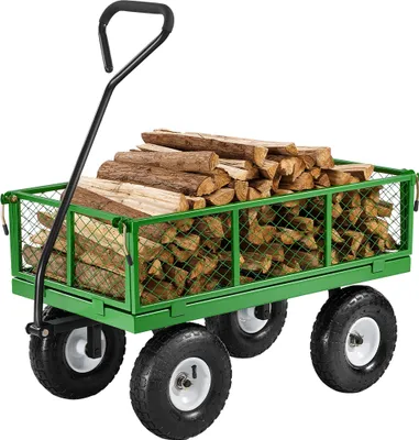 Produktbild von VEVOR Bollerwagen 300 kg, Transportwagen, Gartenwagen, Gerätewagen, Handwagen aus Metall für den Außenbereich mit Reifen, abnehmbaren Seitenteilen aus Netzmaterial & um 180° drehbarem Griff