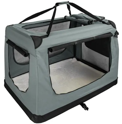 Produktbild von Faltbare Hundebox Transporttasche Transportbox Auto Katze Hunde Kaninchen Dunkelgrau Große Kleine Box Bag Klein Auto Tasche Transport 7 Größen S - XXXXL Petigi, Größe:XXL (90 x 60 x 65 cm)
