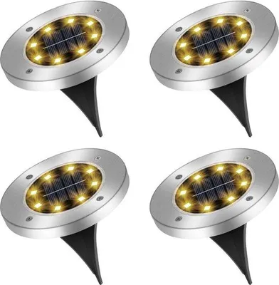 Image de Éclairage solaire de jardin, lot de 4 lampes de sol, lumière blanche chaude, étanches