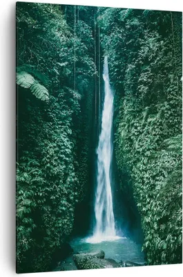 Produktbild von Bild auf Leinwand - Leinwandbild - Einteilig - Tropen Wasserfall Dschungel - 70x100cm - Wand Bild - Wanddeko - Wandbilder - Leinwanddruck - Wanddekoration - Leinwand bilder - Wandbild - PA70x100-5103