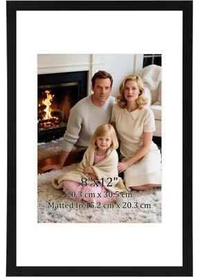 Image de Cadre photo 20x30 cm pour accrocher au mur ou poser sur une table, de couleur noire, avec un passe-partout pour une photo de 15x20 cm