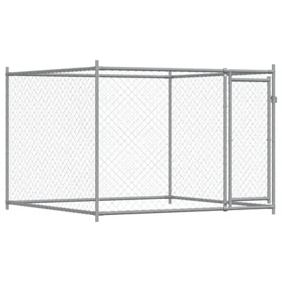 Image de vidaXL Enclos pour chiens avec porte Gris 2x2x1,5 m Acier galvanisé