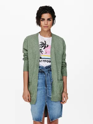 Produktbild von ONLY 15174274, Cardigan, Erwachsener, Weiblich, Grün, S, Machine wash half load short spin cycle at 30°C Do not bleach Do not tumble dry Low temp. iron....