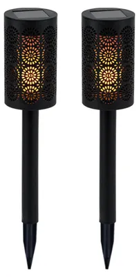 Produktbild von 2er Set LED Außenleuchte, Solarfackel, schwarz, D 6,6 cm