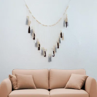 Macramé Wandbehang mit Quasten, 130 x 75 cm