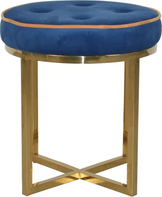 Produktbild von Hocker - Sitzhocker in Messingfarben/Sitzfläche Azurblau