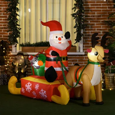 Produktbild von Aufblasbare Weihnachtsdeko mit LED-Beleuchtung Weihnachtsmann Weihnachtsbeleuchtung 1,22 m