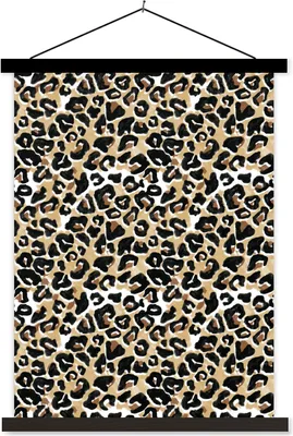 Produktbild von MuchoWow® Textilposter Pantherdruck - Aquarellfarbe - Braun 120x160 cm mit schwarzem Rahmen - Magnetischer