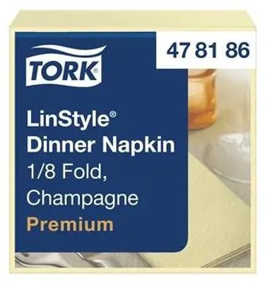 Servítky, priemyselne kompostovateľné, 1/8 ohyb, 1-vrstvové, 39x39 cm, Premium, TORK "LinStyle", šampanské