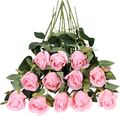 Produktbild von Kunstblumen Rosen, 12 Stück, Lange Stiele, Seide, Realistische Blumen für Hochzeit, Tischdekoration