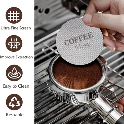 Bodenloser Portafilter 51 mm, 3 Ohren, mit Pucksieb, für Delonghi