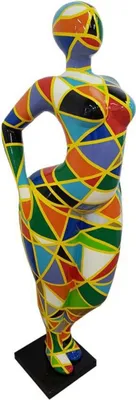Produktbild von Casa Padrino Luxus Designer Deko Skulptur Frau Mehrfarbig / Schwarz H. 130 cm - Abstrakte Deko Figur - XXL Deko Skulptur - XXL Deko Figur - Wohnzimmer Deko - Garten Deko - Abstrakte Deko Skulpturen